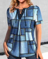 Kortärmad t-shirt med färgblock